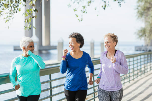 istock Three mature and senior women running on waterfront 920525086