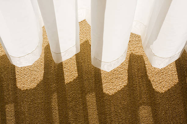 istock White tulle and brown carpet 92052570