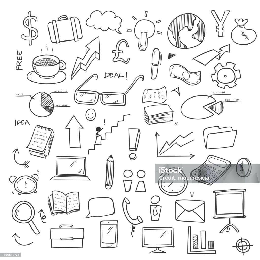 Hand Drawing Business Doodle Vector Office stock vector