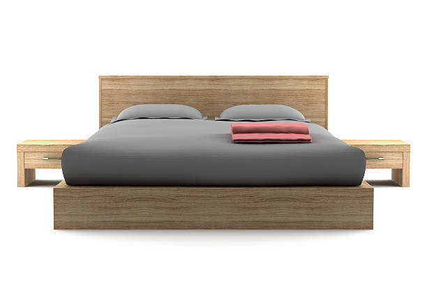 istock brown wooden bed isolated on white background 92054479