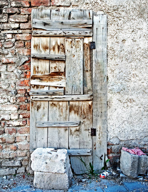 Old wooden door stock photo