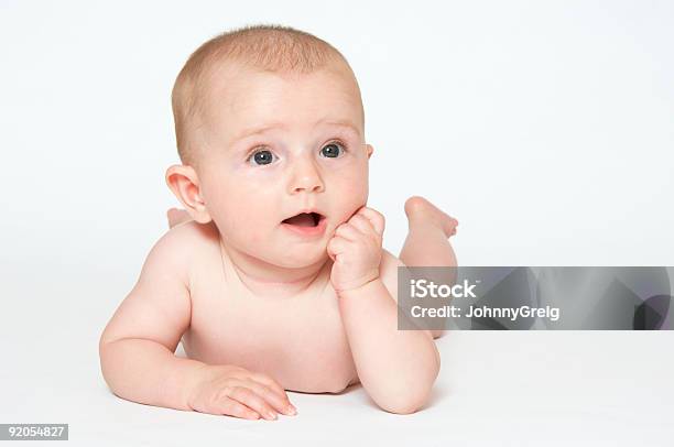 Attentive Young Baby Stock Photo - Download Image Now - 0-11 Months, Alertness, Babies Only