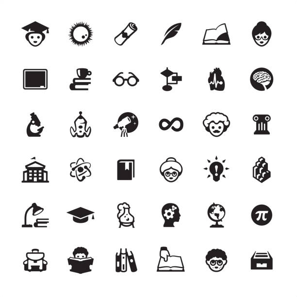 bildung icons pack - rucksack grafiken stock-grafiken, -clipart, -cartoons und -symbole