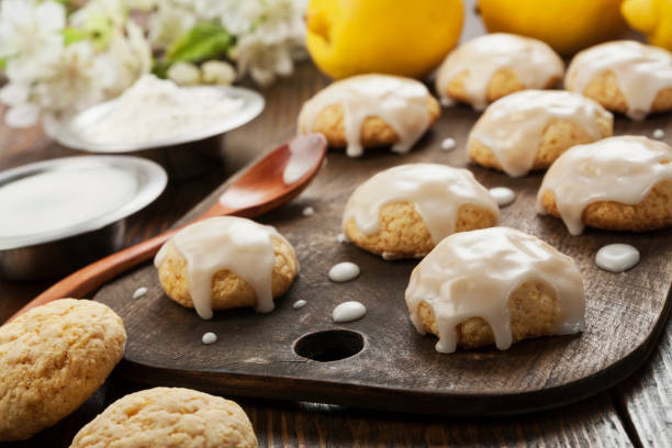 Lemon glaze cookies stock photo
