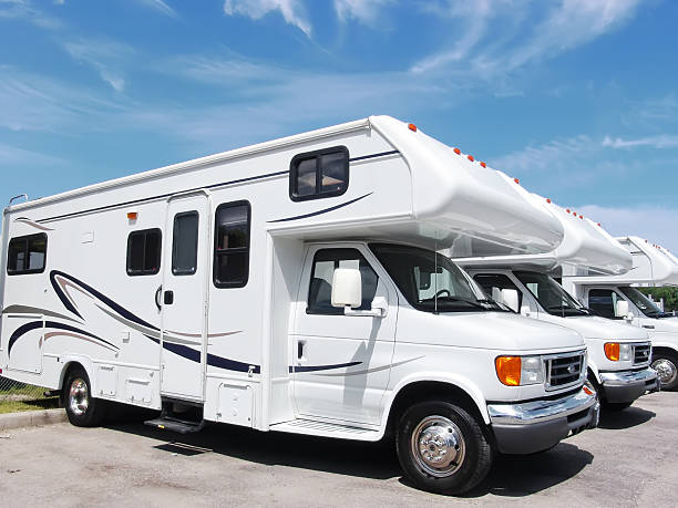 Row of new recreational vehicles  motor home photos stock pictures, royalty-free photos & images