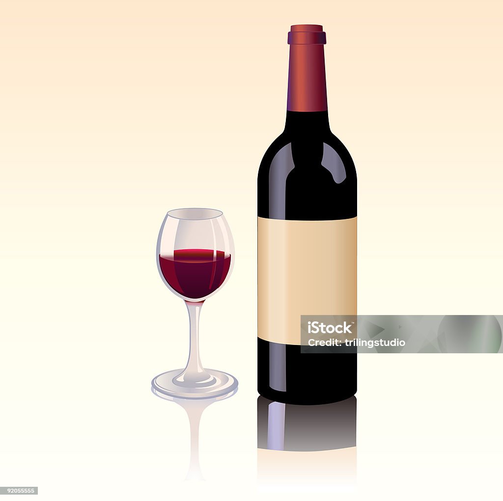 Botella de vino tinto - Ilustración de stock de Alimento libre de derechos