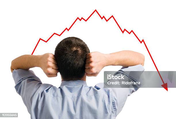 Businessman And Declining Share Stock Photo - Download Image Now - Bankruptcy, Line Graph, Adult