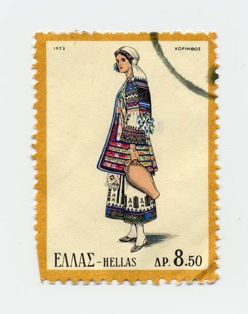 istock Greek Female Costume Stamp - Corinth 92055884