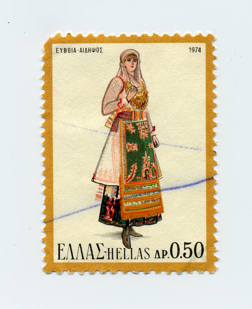 istock Greek Stamp of Female Costume - Euboea 92055894