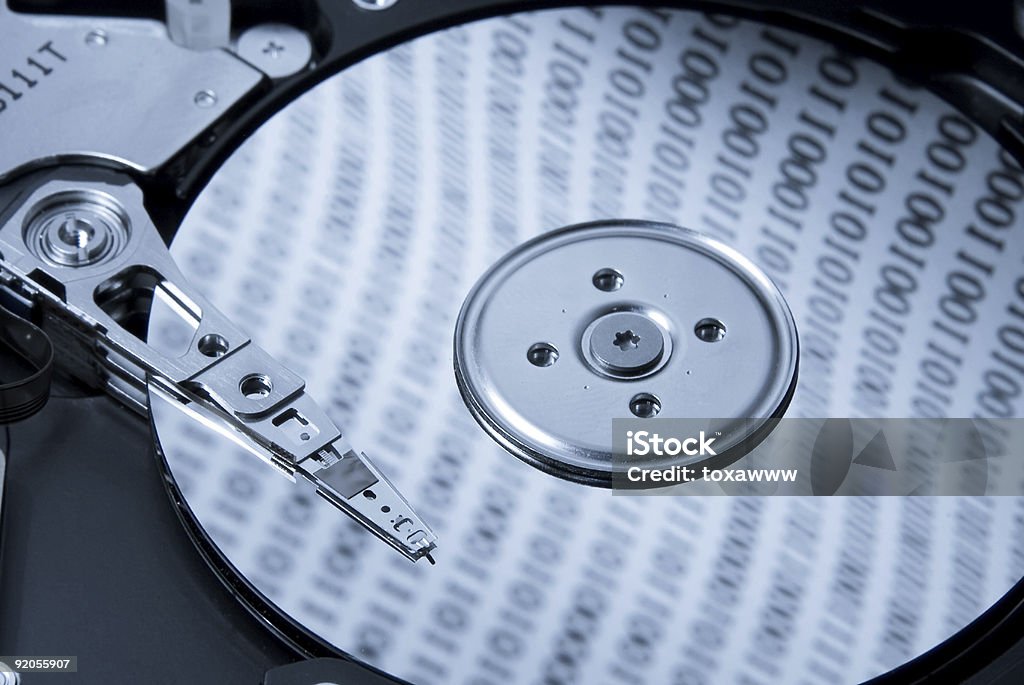 Inside hard drive  Disk Stock Photo