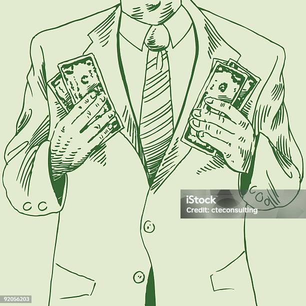 Homem Segurando O Dinheiro - Arte vetorial de stock e mais imagens de Adulto - Adulto, Arte Linear, Caneta e Tinta