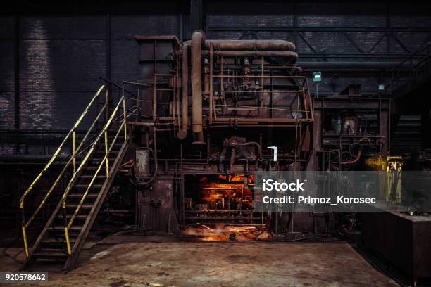 Interior Of An Old Abandoned Steel Factory In Western Europe Stock Photo - Download Image Now