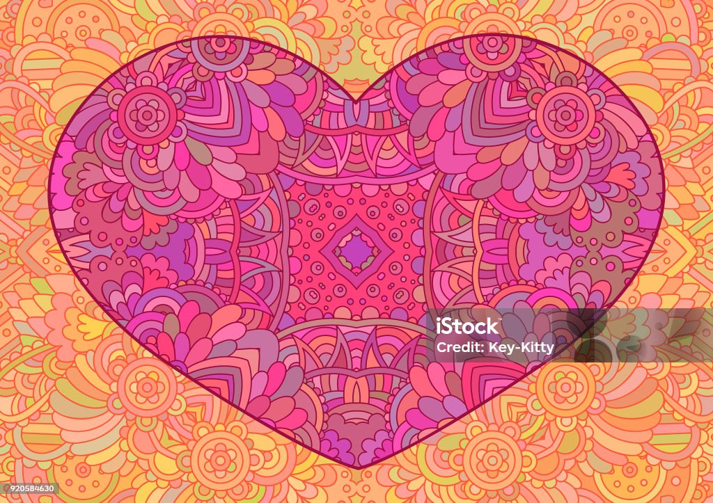 Decorative pink heart. Decorative pink heart.  Vector template mandala for decorating greeting cards of Valentine's day, coloring books, print for t-shirt and textile. Art stock vector