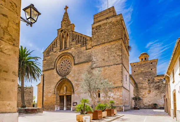 Sant Jaume church in the historic city center of Alcudia on Mallorca island, Spain