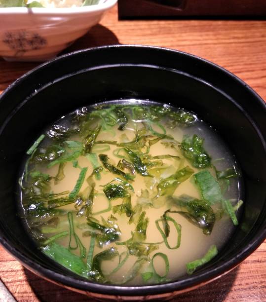 istock Miso soup on a bowl on a restaurant table . Japanese Food. 920596928