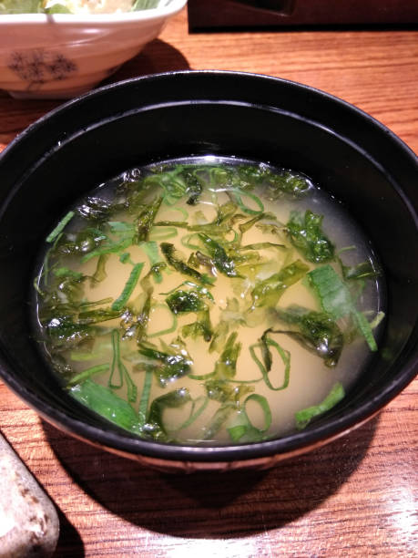 istock Miso soup on a bowl on a restaurant table . Japanese Food. 920597030