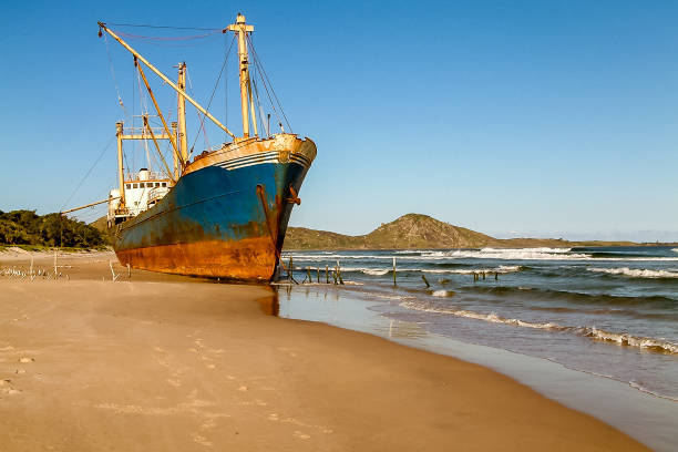 Sunken boat on the beach of Tolagnaro (Fort Dauphin), Southern Madagascar