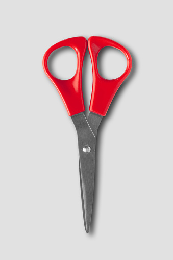 Pair of scissors mockup isolated on grey background