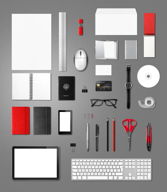 istock Office supplies mockup template, isolated on background 920620432