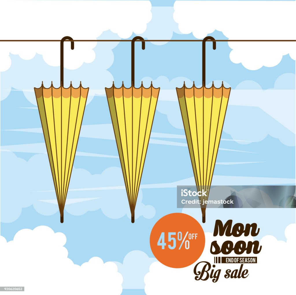 Monsun große Verkaufs- und Rabatte - Lizenzfrei Abzeichen Vektorgrafik