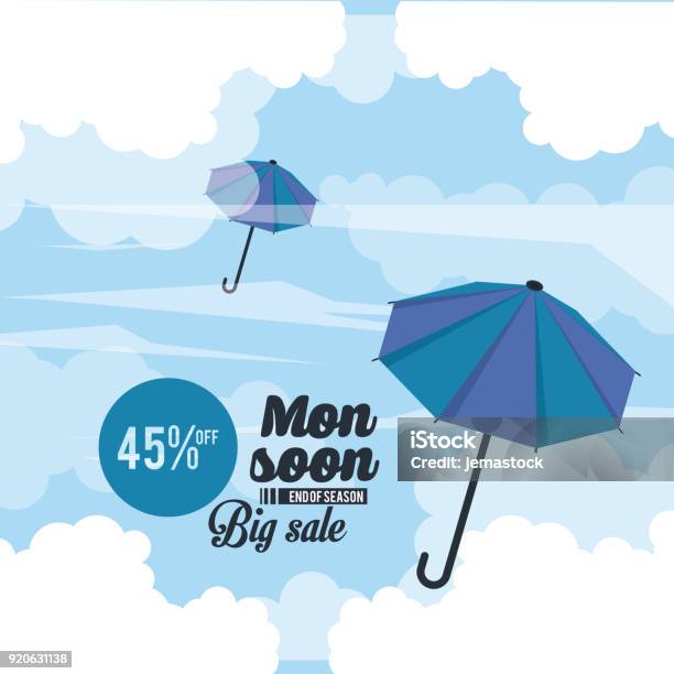 Monsun Große Verkaufs Und Rabatte Stock Vektor Art und mehr Bilder von Abzeichen - Abzeichen, Ankündigung, Ausverkauf