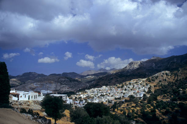 Tower of Church of Panagia in the Lindos made of ancient stones
