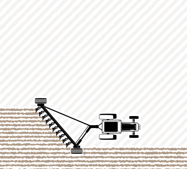 трактор пашет поле перед посевом. весенние или осенние полевые работы. работа на ферме. - agriculture field tractor landscape stock illustrations