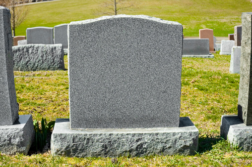 Photo of a blank tombstone in a graveyard.  Add you own text!