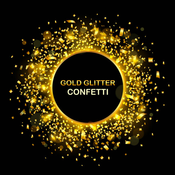 istock Luxury Celebrations background with falling pieces of metallic gold glitter and confetti 920669374