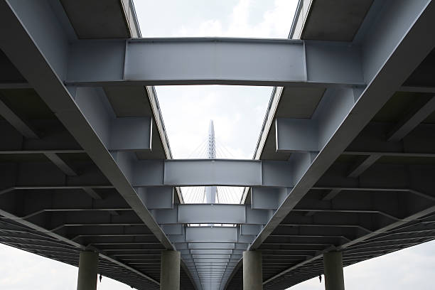 Under the suspension bridge stock photo