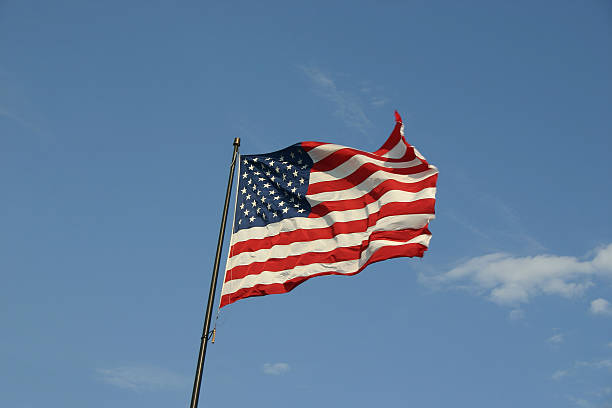 istock American Flag in stiff breeze 92067634