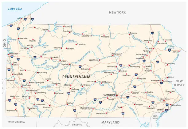 Vector illustration of pennsylvania road map