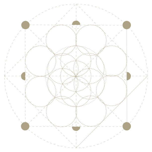 Vector sacred geometry symbol: Seed of Life, the precursor of the Flower of Life or The Pattern of Creation. Seed of Life foreshadowing patterns of life from the great Creator, known as Architect. vector art illustration