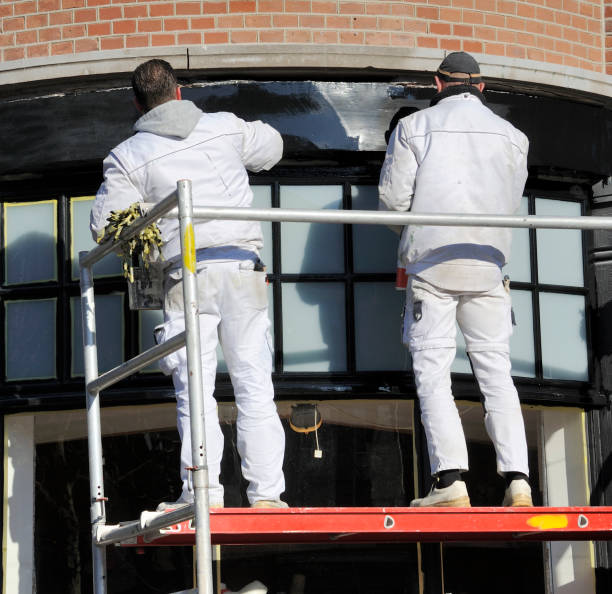 dwóch malarzy pracujących - restoring scaffolding built structure home improvement zdjęcia i obrazy z banku zdjęć