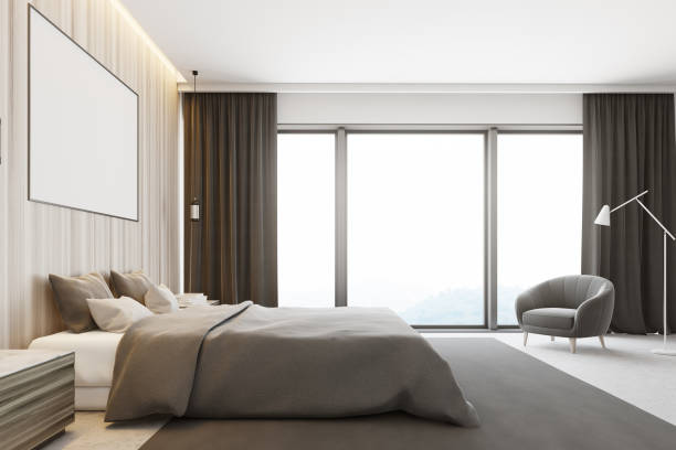 istock Wooden bedroom interior, poster side 920701304
