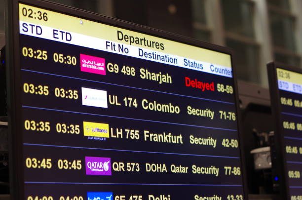 écran d’information de vol à l’aéroport de bangalore, inde - airport india arrival departure board delhi photos et images de collection