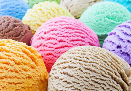 Ice cream scoops close-up - selective focus