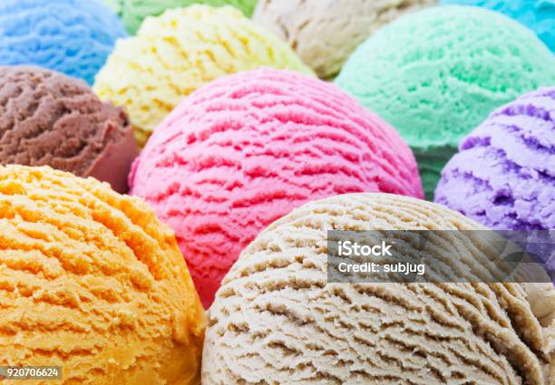 Colorful Ice Cream Scoops Background Stock Photo - Download Image Now - Ice Cream, Backgrounds, Scoop Shape