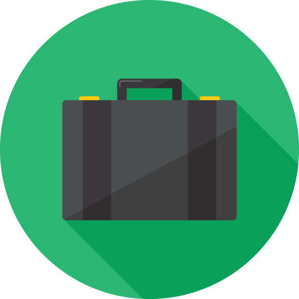 Suitcase Icon Flat Vector illustration of a suitcase against a green background in flat style. briefcase illustrations stock illustrations