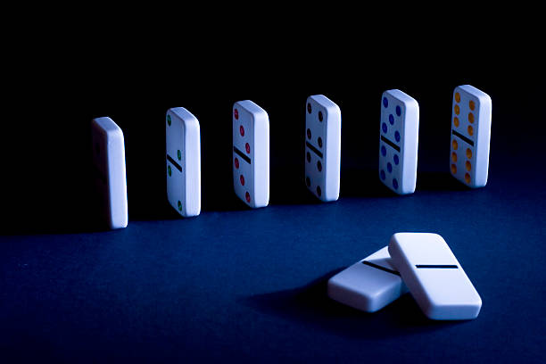 white dominoes as concet of team work stock photo