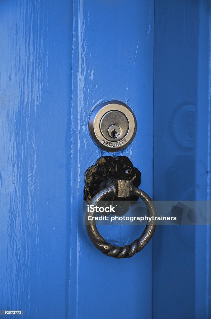 Blue la puerta - Foto de stock de Aldaba libre de derechos