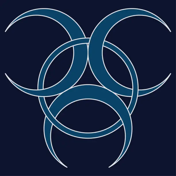 Vector illustration of Vector illustration for Heathenry and Norse Wiccan community: Variant of Three Crescent also known as Odin Horns symbol. Great also as triple goddess amulet symbol.