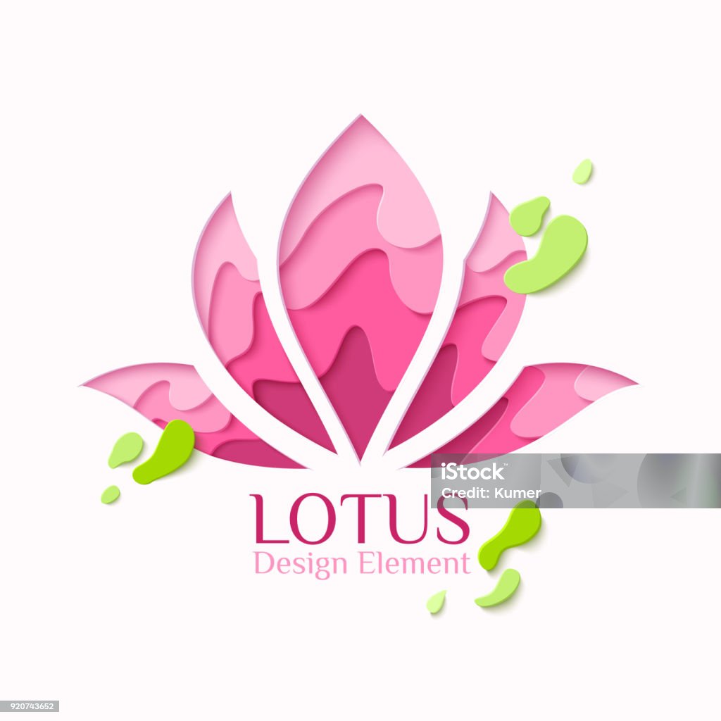 Símbolo de ioga do Lótus papel arte conceito - Vetor de Lótus royalty-free