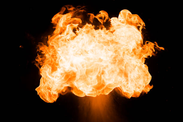 istock Bright flash of fire, against the black sky 920744214