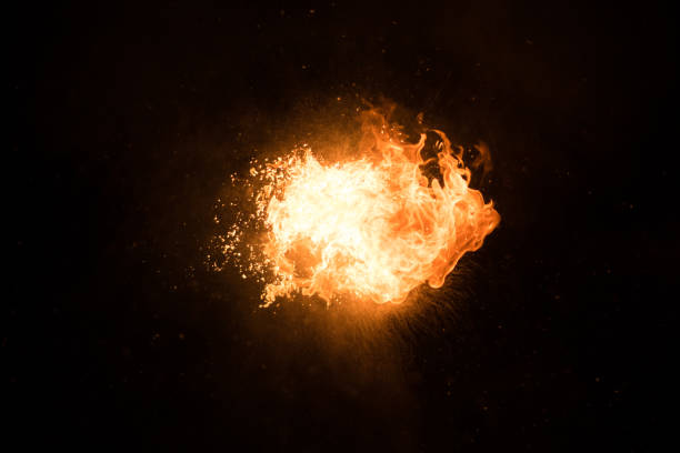 istock Bright flash of fire, against the black sky 920744216