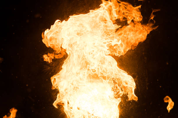 istock Bright flash of fire, against the black sky 920746350