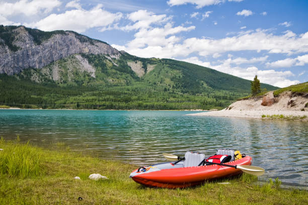 istock An inflatable kayak on a lake in the mountains 920750112