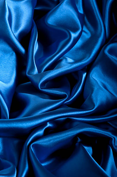 istock Sheet of creased dark blue satin 92075246