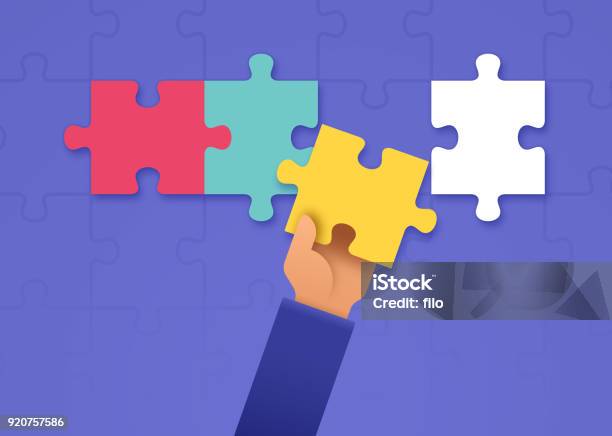 Putting Together A Puzzle Stock Illustration - Download Image Now - Jigsaw Piece, Jigsaw Puzzle, Puzzle