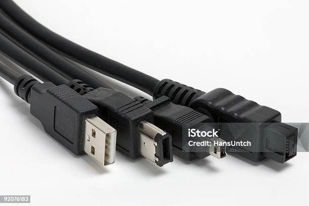 Usb Firewire 6 4 And 9pin Plugs Stock Photo - Download Image Now - Cable, Color Image, Computer